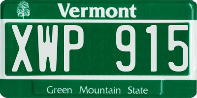 VT license plate XWP915