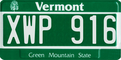 VT license plate XWP916