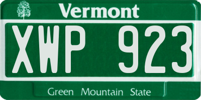 VT license plate XWP923