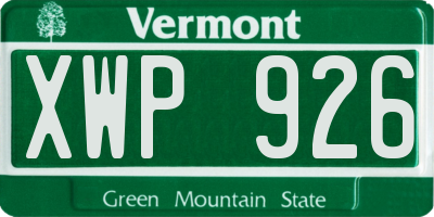 VT license plate XWP926