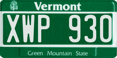 VT license plate XWP930