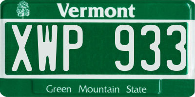 VT license plate XWP933