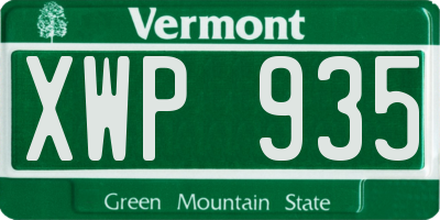 VT license plate XWP935