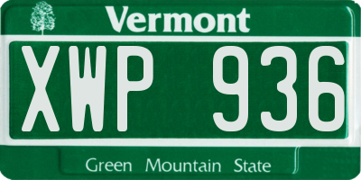 VT license plate XWP936