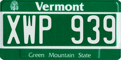 VT license plate XWP939