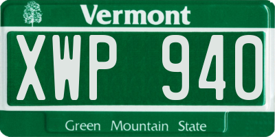 VT license plate XWP940