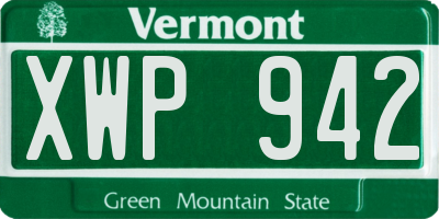 VT license plate XWP942