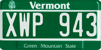VT license plate XWP943