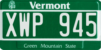 VT license plate XWP945