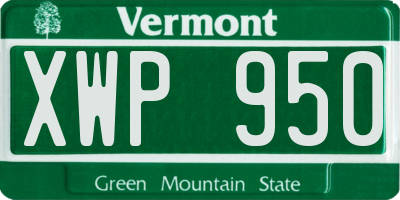 VT license plate XWP950