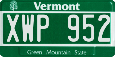 VT license plate XWP952