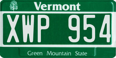 VT license plate XWP954
