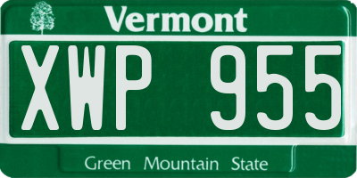 VT license plate XWP955