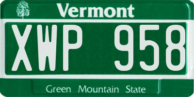 VT license plate XWP958
