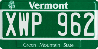 VT license plate XWP962