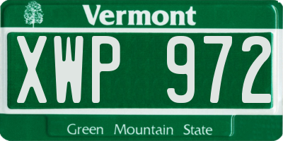 VT license plate XWP972