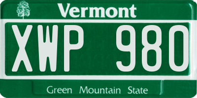 VT license plate XWP980