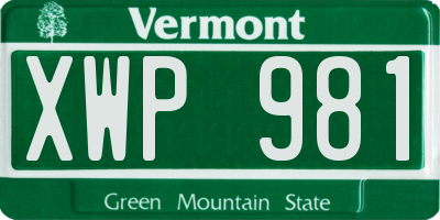VT license plate XWP981