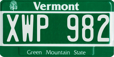 VT license plate XWP982