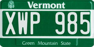 VT license plate XWP985