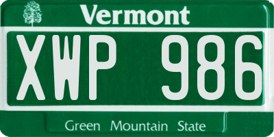 VT license plate XWP986