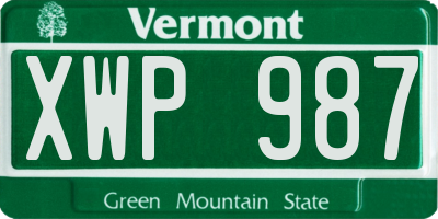 VT license plate XWP987
