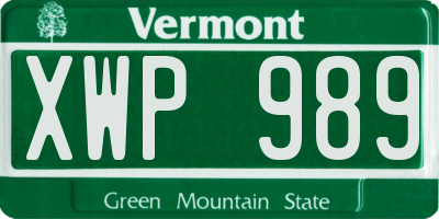 VT license plate XWP989