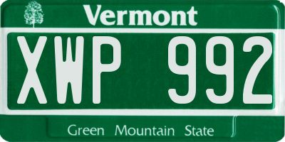 VT license plate XWP992