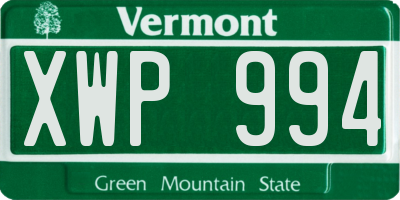 VT license plate XWP994