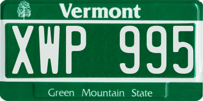VT license plate XWP995