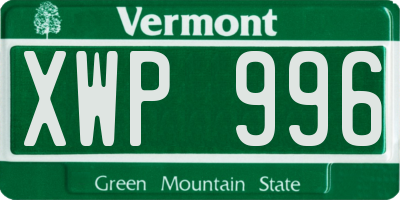 VT license plate XWP996