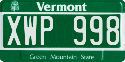 VT license plate XWP998