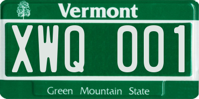 VT license plate XWQ001