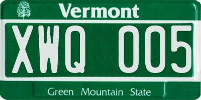 VT license plate XWQ005