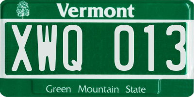 VT license plate XWQ013