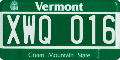 VT license plate XWQ016