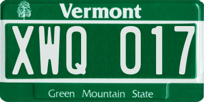 VT license plate XWQ017