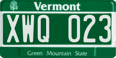 VT license plate XWQ023