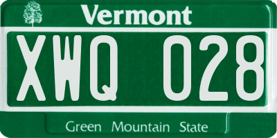 VT license plate XWQ028