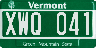 VT license plate XWQ041