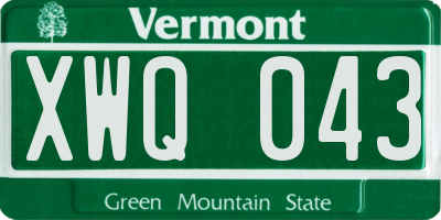 VT license plate XWQ043