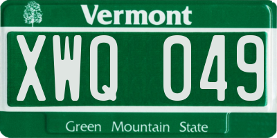 VT license plate XWQ049