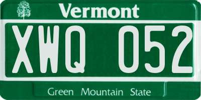 VT license plate XWQ052