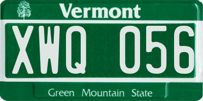 VT license plate XWQ056