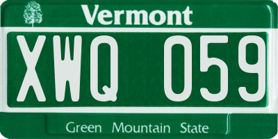 VT license plate XWQ059