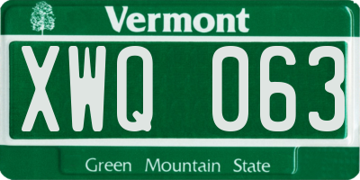 VT license plate XWQ063