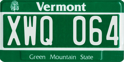VT license plate XWQ064