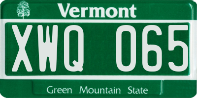 VT license plate XWQ065