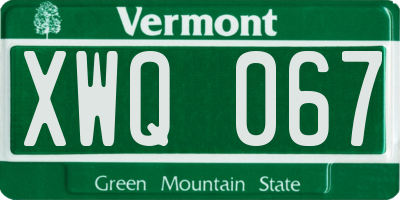 VT license plate XWQ067