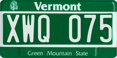 VT license plate XWQ075